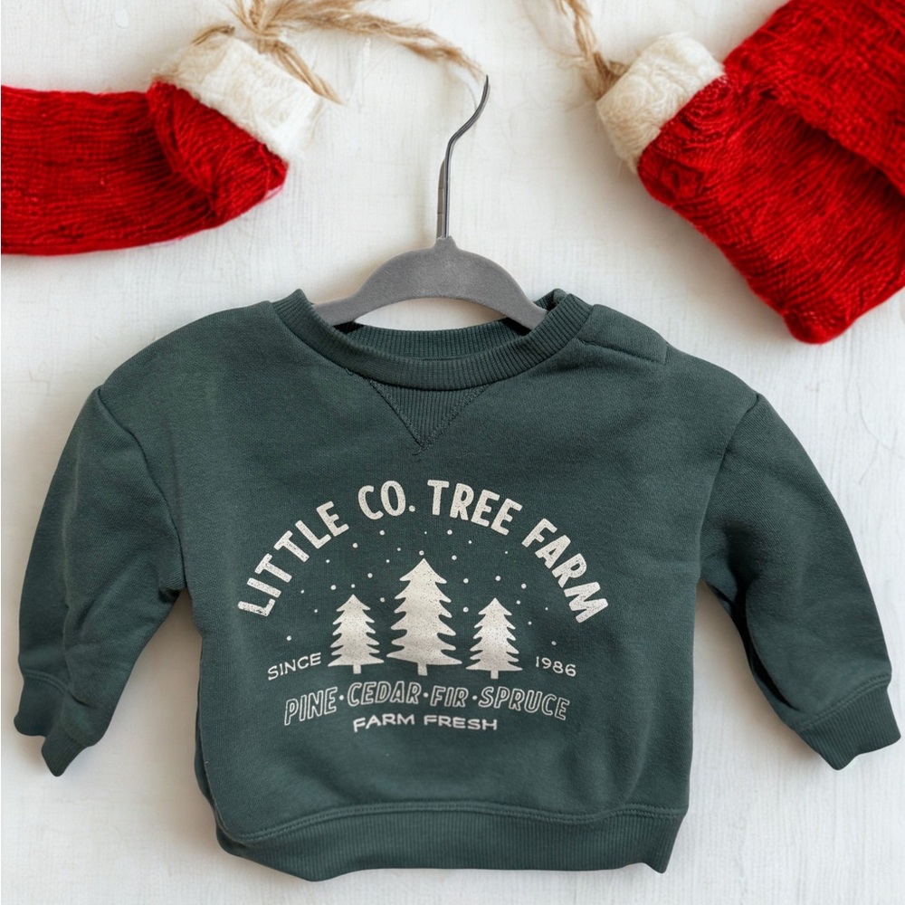 Little Co. Tree Farm Green Kids Sweatshirt